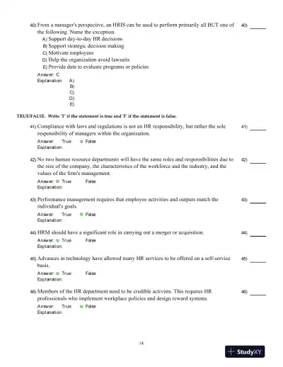 Human Resource Management -, Fourth Canadian Edition Test Bank - Page 15 preview image