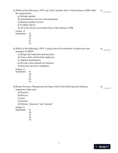 Human Resource Management -, Fourth Canadian Edition Test Bank - Page 3 preview image