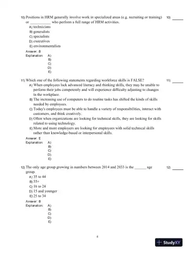 Human Resource Management -, Fourth Canadian Edition Test Bank - Page 5 preview image