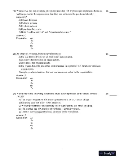Human Resource Management -, Fourth Canadian Edition Test Bank - Page 8 preview image