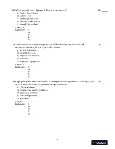 Human Resource Management -, Fourth Canadian Edition Test Bank - Page 9 preview image