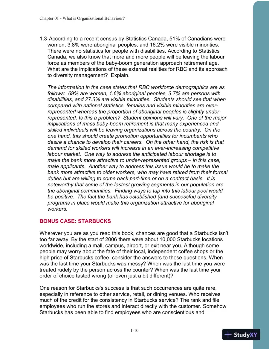 Organizational Behaviour: Improving Performance And Commitment In The Workplace, Second Canadian Edition Solution Manual, page 11
