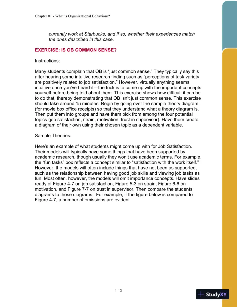 Organizational Behaviour: Improving Performance And Commitment In The Workplace, Second Canadian Edition Solution Manual, page 13