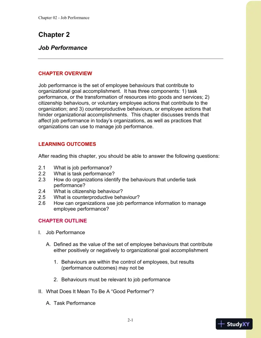 Organizational Behaviour: Improving Performance And Commitment In The Workplace, Second Canadian Edition Solution Manual, page 15