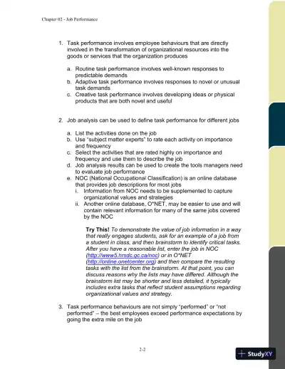 Organizational Behaviour: Improving Performance And Commitment In The Workplace, Second Canadian Edition Solution Manual - Page 16 preview image