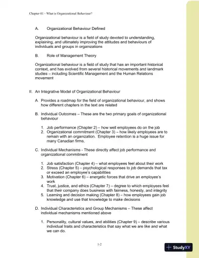 Organizational Behaviour: Improving Performance And Commitment In The Workplace, Second Canadian Edition Solution Manual - Page 3 preview image