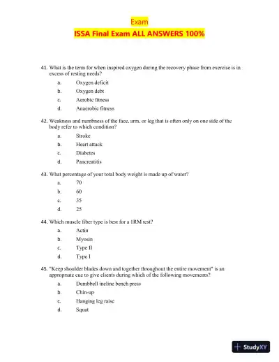 2023-2024 ISSA Certification Final Exam with Answers (200 Solved Questions) - Page 10 preview image