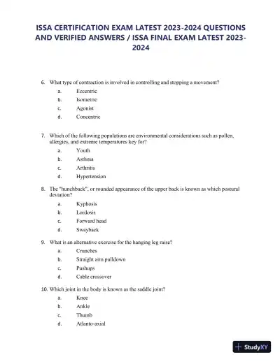 2023-2024 ISSA Certification Final Exam with Answers (200 Solved Questions) - Page 3 preview image