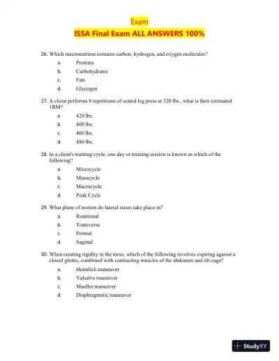 2023-2024 ISSA Certification Final Exam with Answers (200 Solved Questions) - Page 7 preview image