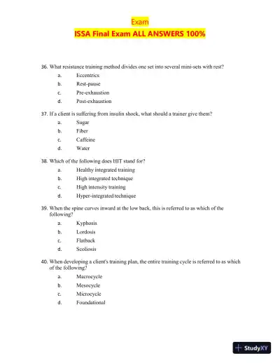 2023-2024 ISSA Certification Final Exam with Answers (200 Solved Questions) - Page 9 preview image