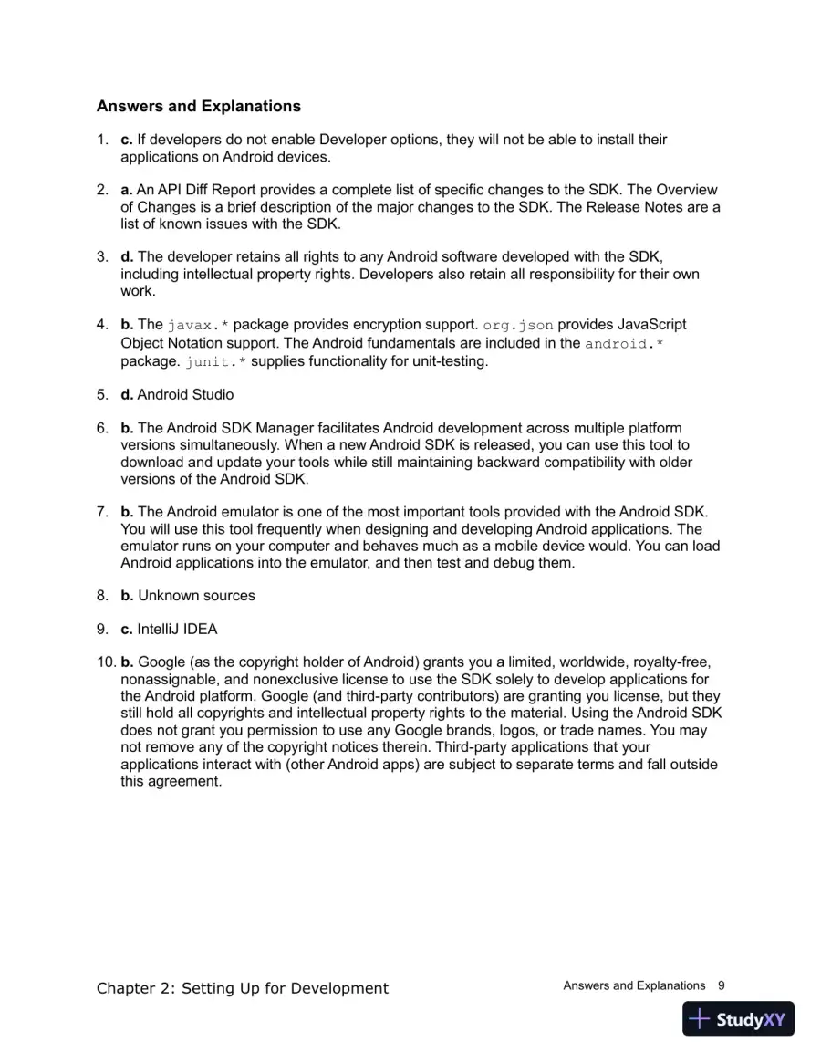 Test Bank for Introduction to Android Application Development Android Essentials, 5th Edition, page 10
