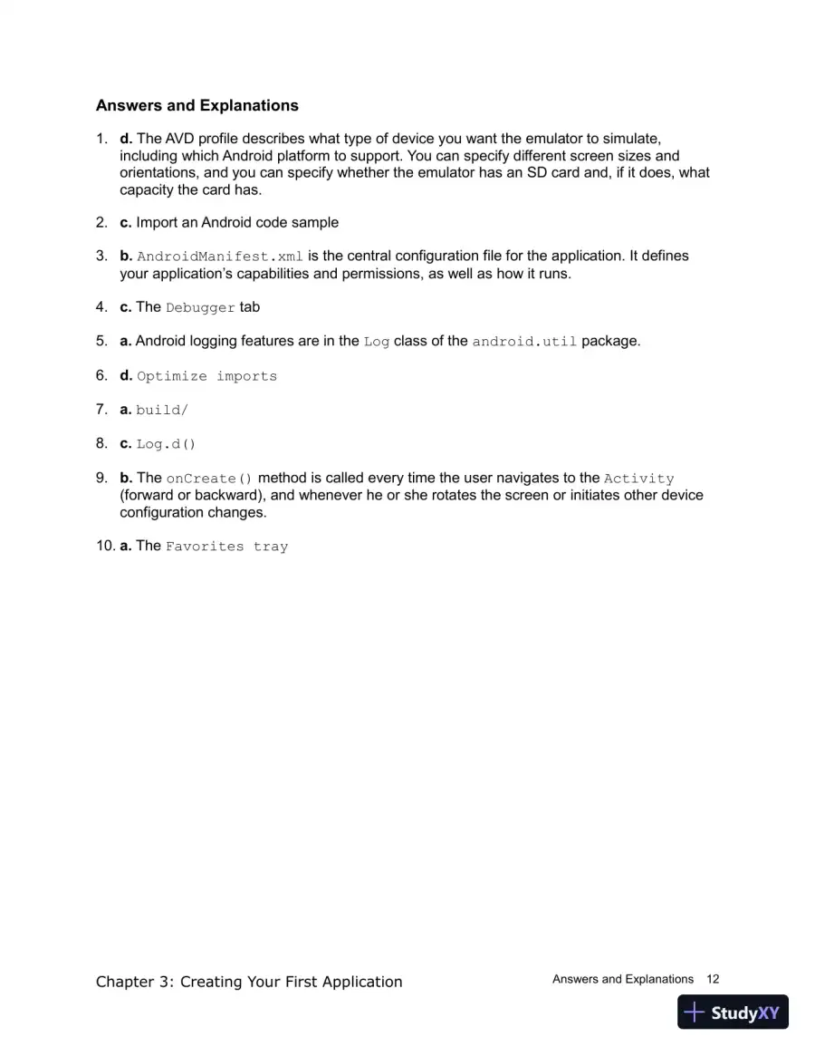 Test Bank for Introduction to Android Application Development Android Essentials, 5th Edition, page 13