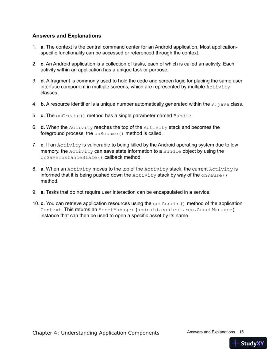 Test Bank for Introduction to Android Application Development Android Essentials, 5th Edition, page 16