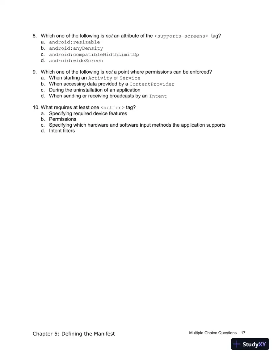 Test Bank for Introduction to Android Application Development Android Essentials, 5th Edition, page 18