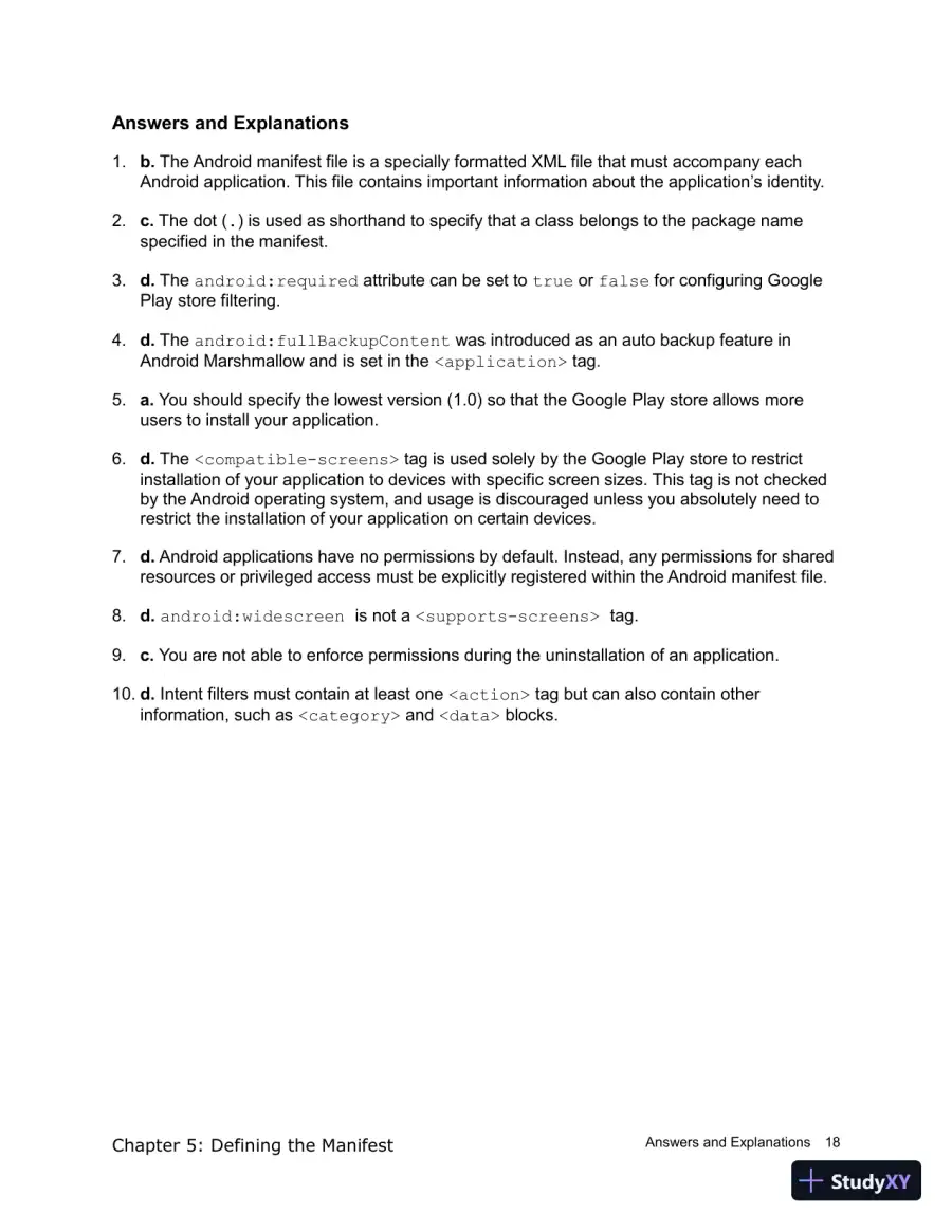 Test Bank for Introduction to Android Application Development Android Essentials, 5th Edition, page 19