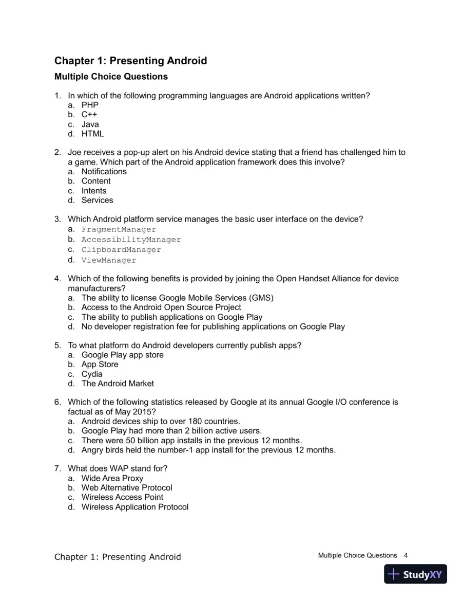 Test Bank for Introduction to Android Application Development Android Essentials, 5th Edition, page 5