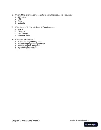 Test Bank for Introduction to Android Application Development Android Essentials, 5th Edition - Page 6 preview image