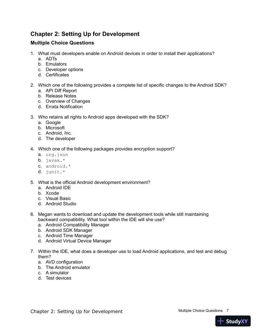 Test Bank for Introduction to Android Application Development Android Essentials, 5th Edition, page 8