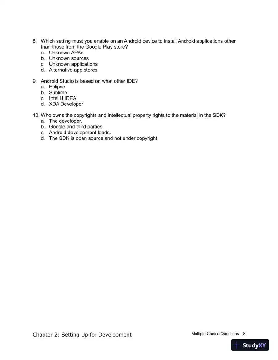 Test Bank for Introduction to Android Application Development Android Essentials, 5th Edition, page 9