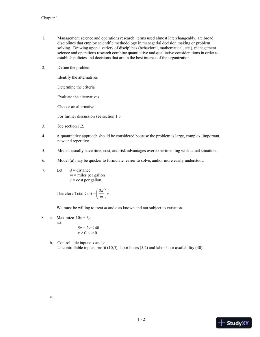 Quantitative Methods For Business, 12th Edition Solution Manual, page 6