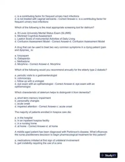 NR601 Nursing Final Exam With Answers (103 Solved Questions) - Page 3 preview image