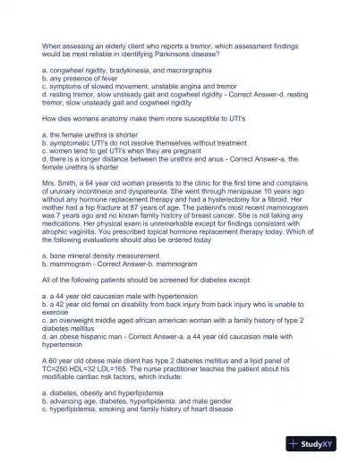 NR601 Nursing Final Exam With Answers (103 Solved Questions) - Page 7 preview image