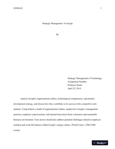 Strategic Management in Google - Page 1 preview image