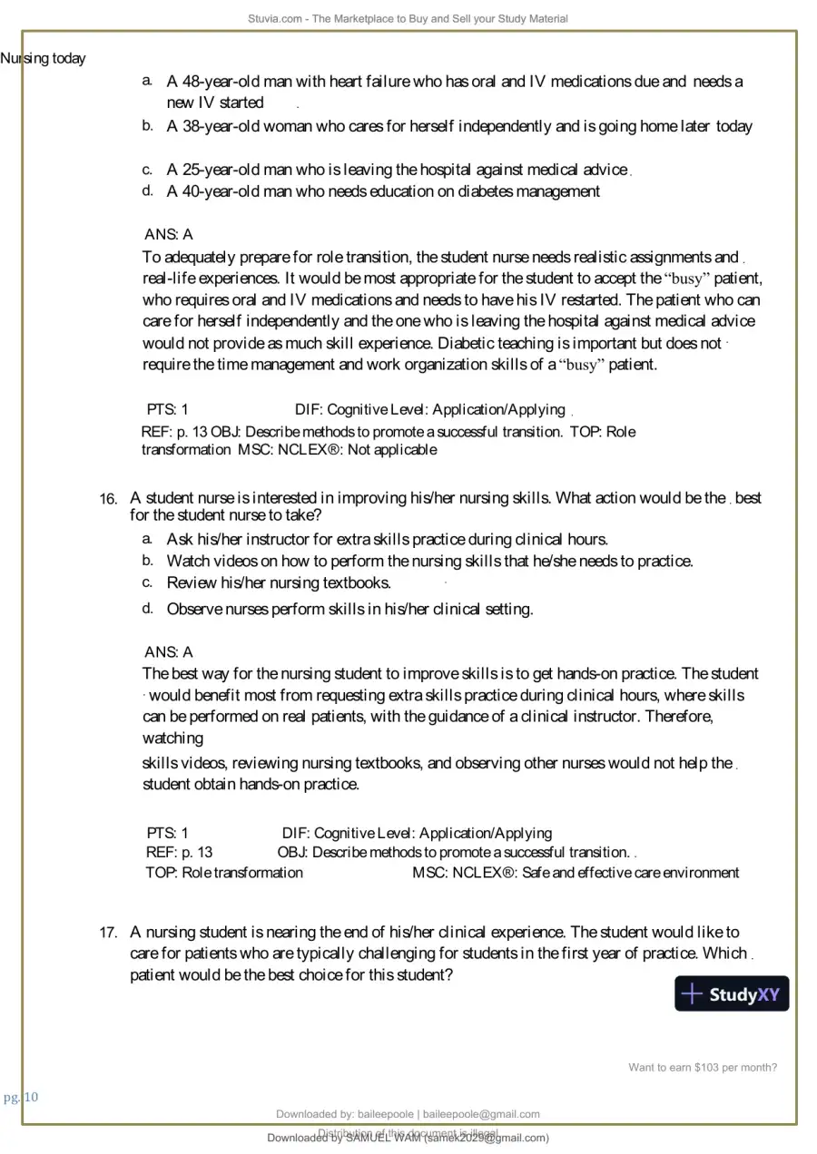 Test Bank for Nursing Today: Transition and Trends, 10th Edition (Chapters 1-26), page 11