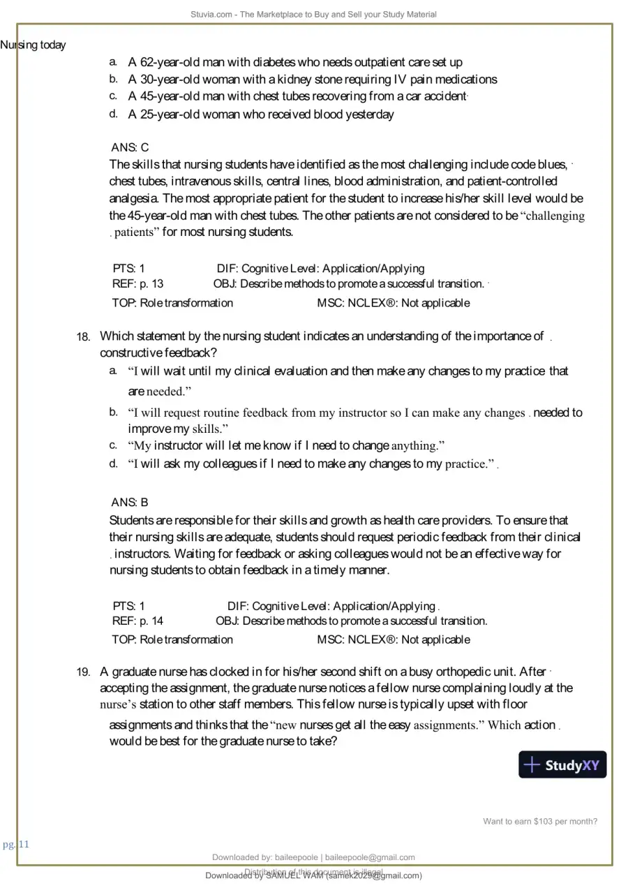 Test Bank for Nursing Today: Transition and Trends, 10th Edition (Chapters 1-26), page 12