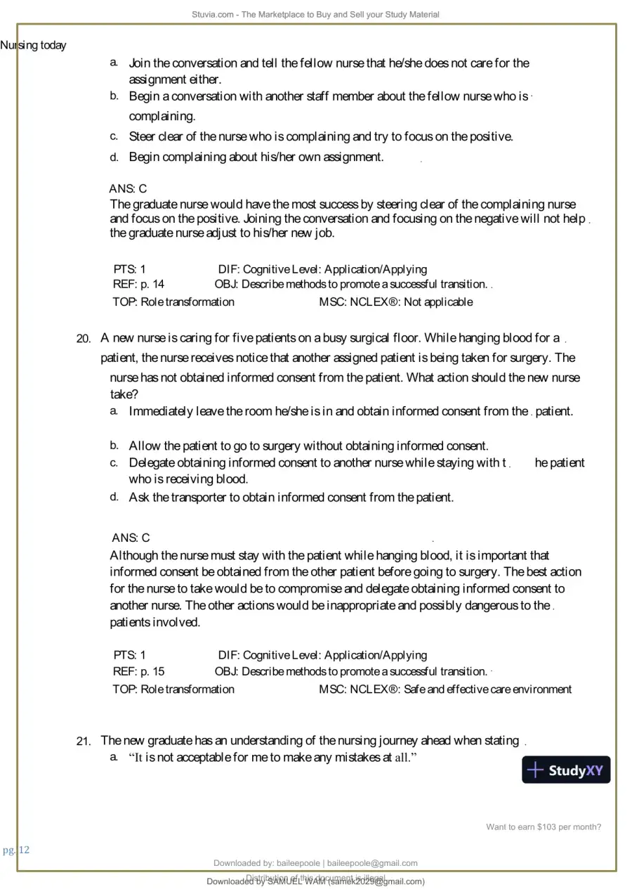 Test Bank for Nursing Today: Transition and Trends, 10th Edition (Chapters 1-26), page 13