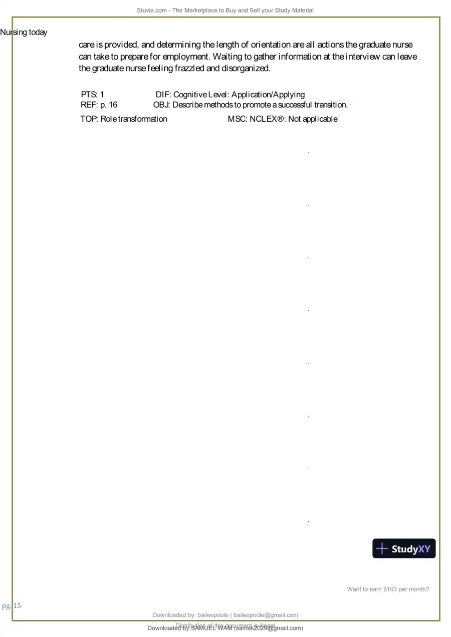 Test Bank for Nursing Today: Transition and Trends, 10th Edition (Chapters 1-26), page 16