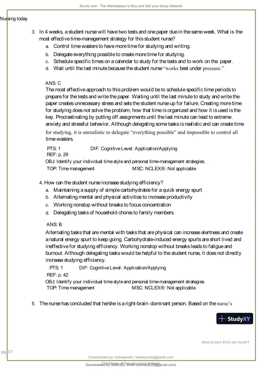 Test Bank for Nursing Today: Transition and Trends, 10th Edition (Chapters 1-26), page 18
