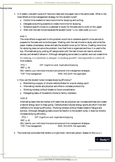 Test Bank for Nursing Today: Transition and Trends, 10th Edition (Chapters 1-26) - Page 18 preview image