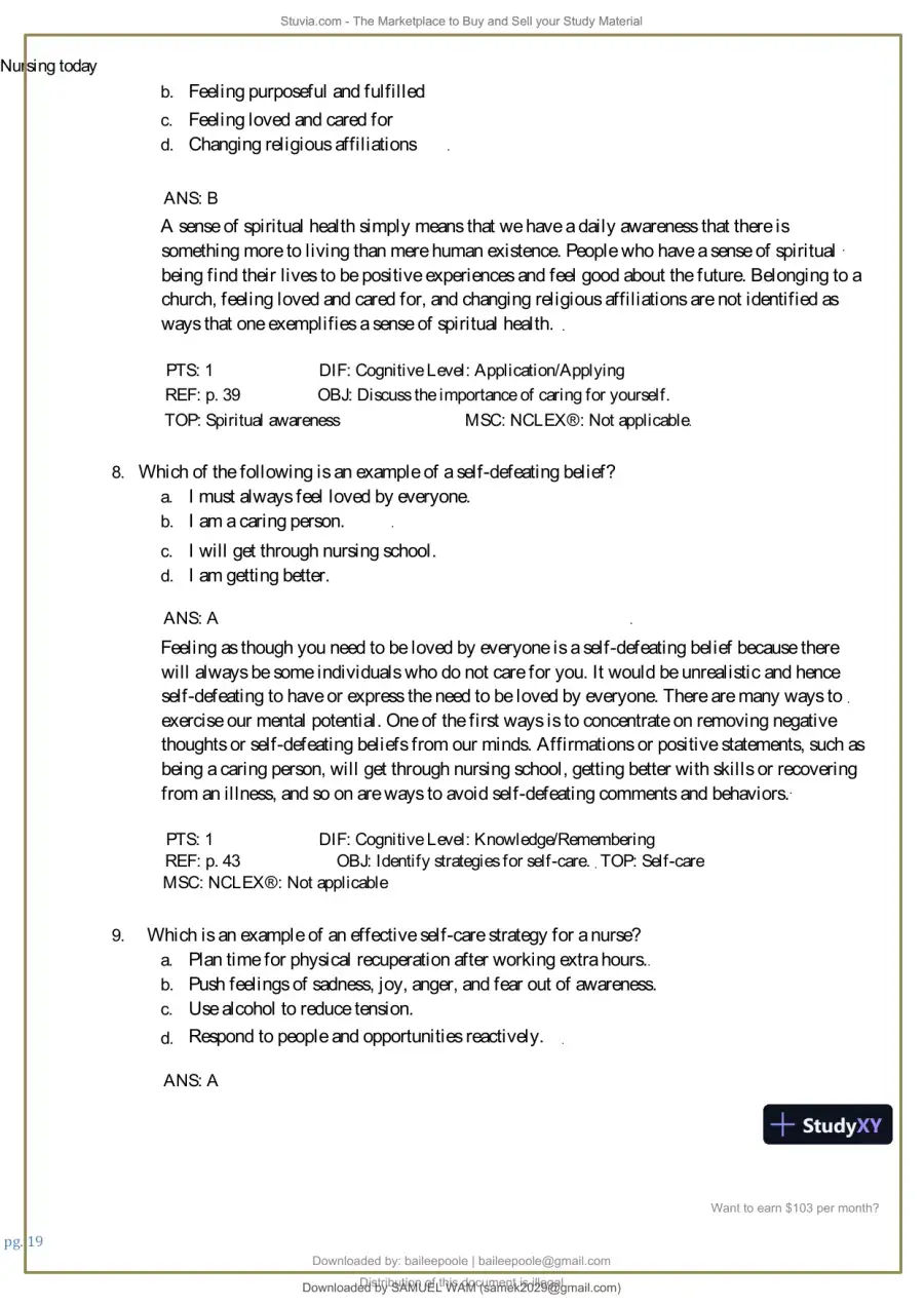 Test Bank for Nursing Today: Transition and Trends, 10th Edition (Chapters 1-26), page 20