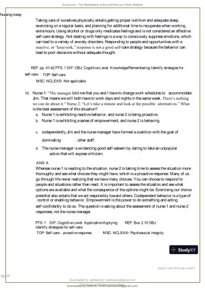 Test Bank for Nursing Today: Transition and Trends, 10th Edition (Chapters 1-26) - Page 21 preview image