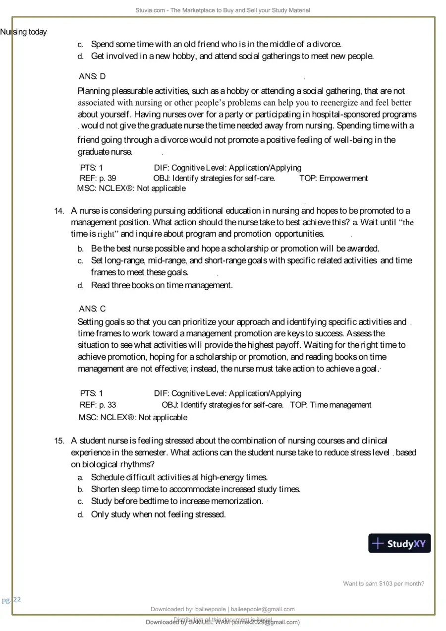 Test Bank for Nursing Today: Transition and Trends, 10th Edition (Chapters 1-26), page 23