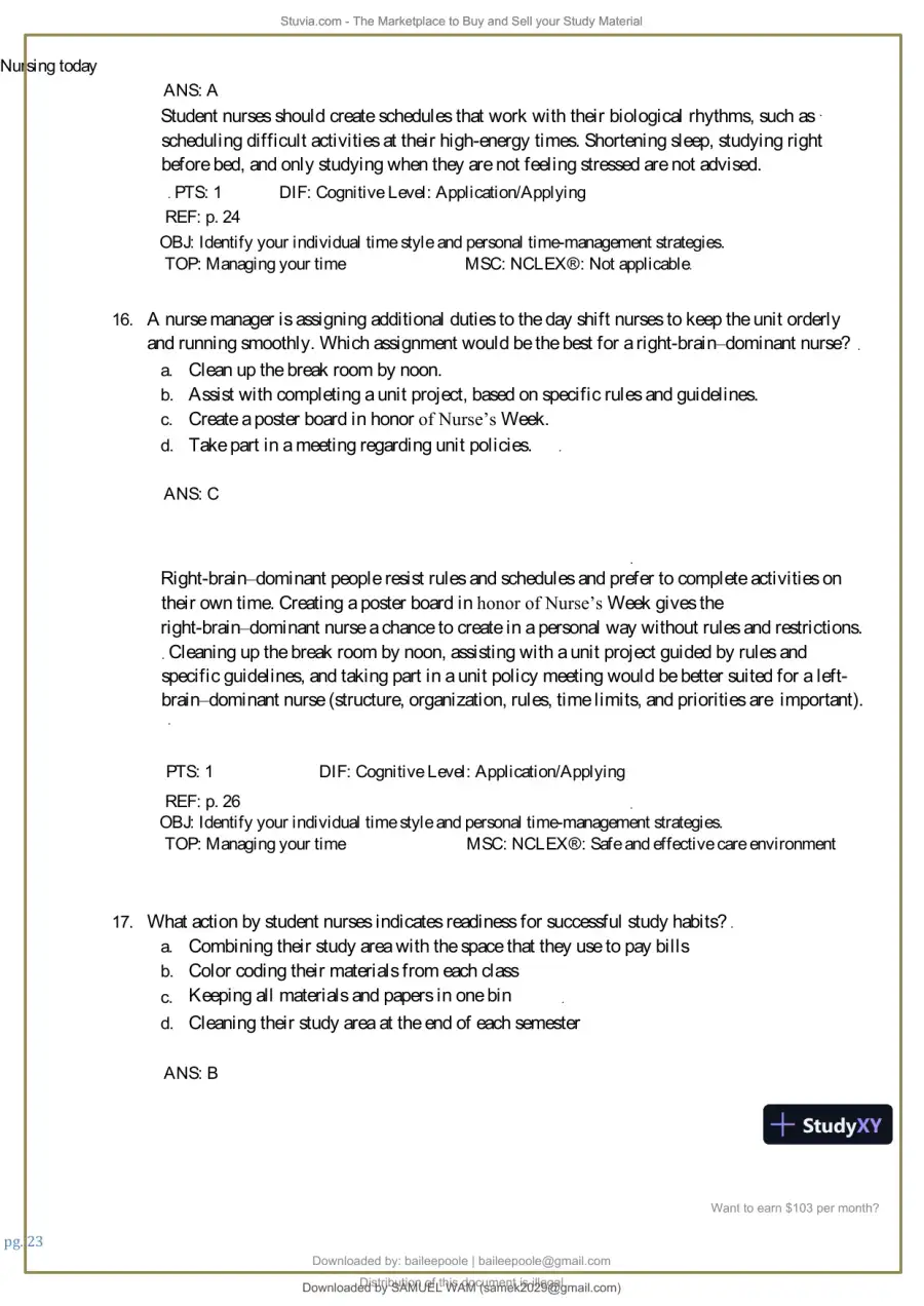 Test Bank for Nursing Today: Transition and Trends, 10th Edition (Chapters 1-26), page 24