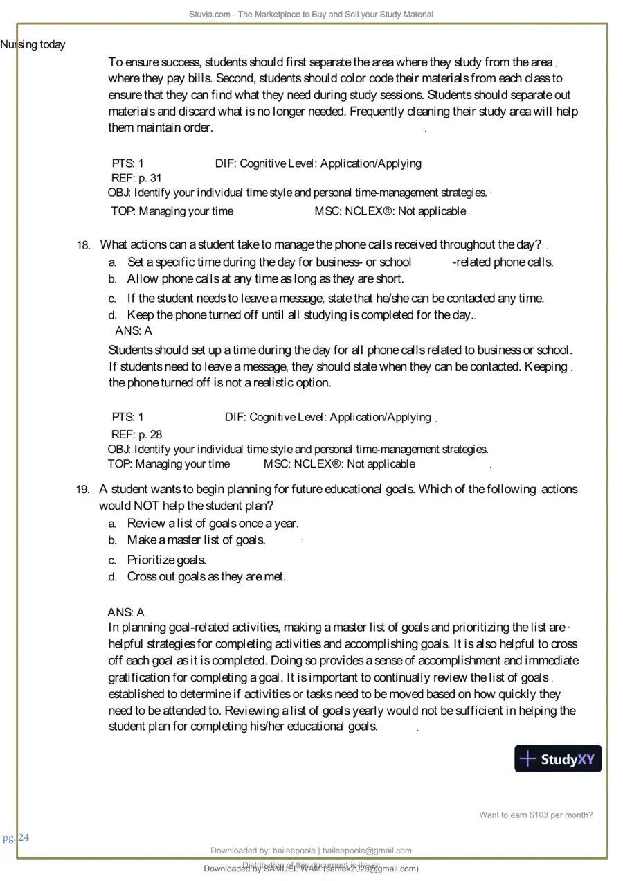 Test Bank for Nursing Today: Transition and Trends, 10th Edition (Chapters 1-26), page 25