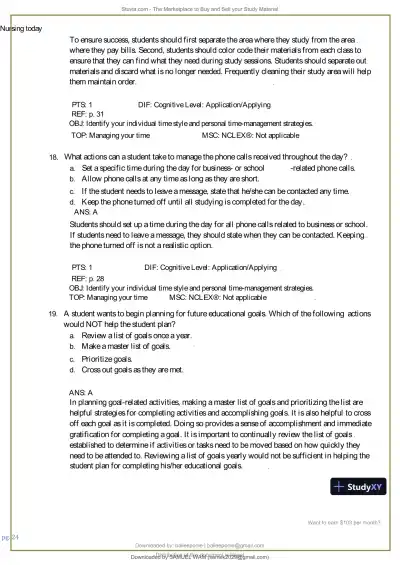 Test Bank for Nursing Today: Transition and Trends, 10th Edition (Chapters 1-26) - Page 25 preview image