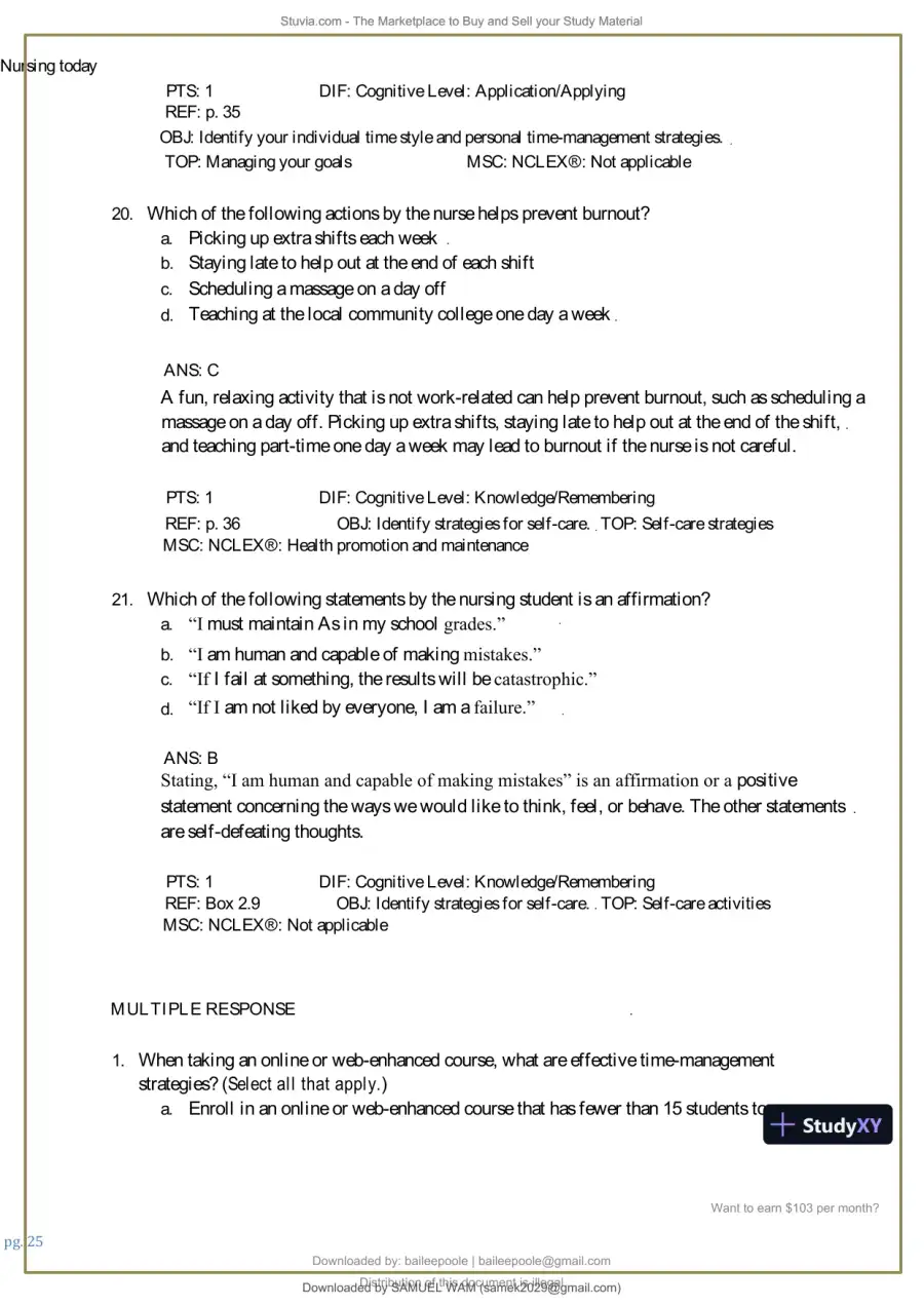 Test Bank for Nursing Today: Transition and Trends, 10th Edition (Chapters 1-26), page 26
