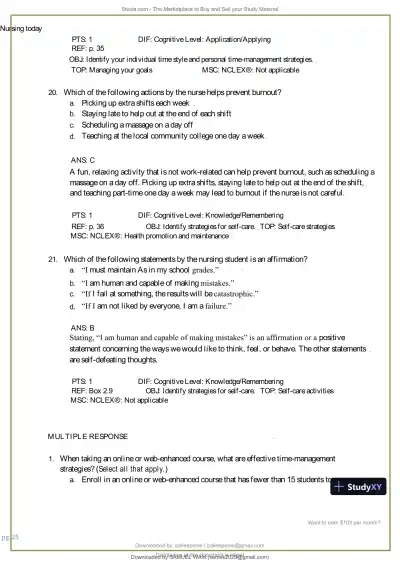 Test Bank for Nursing Today: Transition and Trends, 10th Edition (Chapters 1-26) - Page 26 preview image