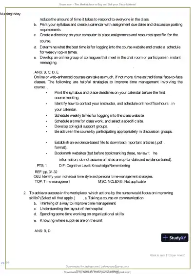 Test Bank for Nursing Today: Transition and Trends, 10th Edition (Chapters 1-26) - Page 27 preview image