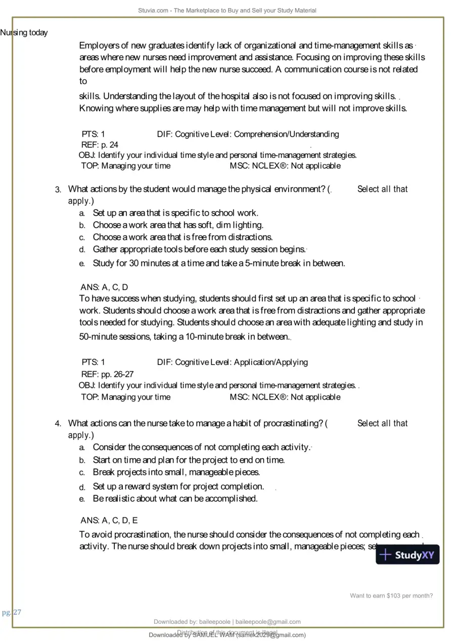 Test Bank for Nursing Today: Transition and Trends, 10th Edition (Chapters 1-26), page 28