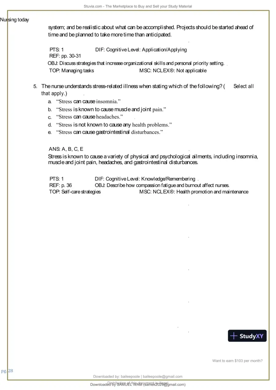 Test Bank for Nursing Today: Transition and Trends, 10th Edition (Chapters 1-26), page 29