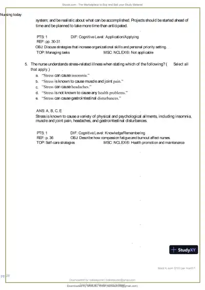 Test Bank for Nursing Today: Transition and Trends, 10th Edition (Chapters 1-26) - Page 29 preview image