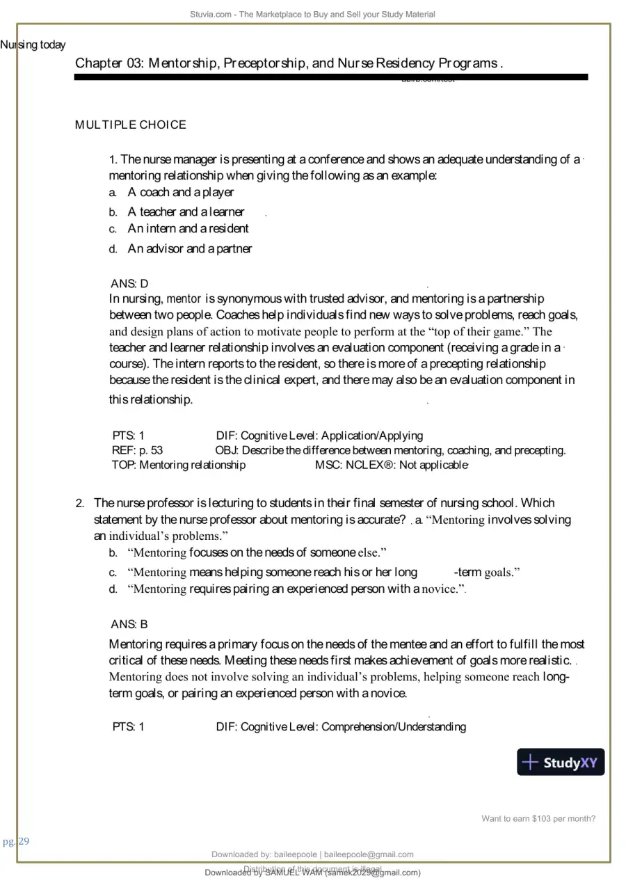 Test Bank for Nursing Today: Transition and Trends, 10th Edition (Chapters 1-26), page 30