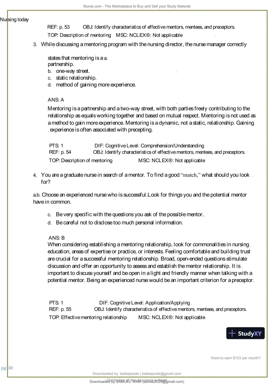 Test Bank for Nursing Today: Transition and Trends, 10th Edition (Chapters 1-26), page 31
