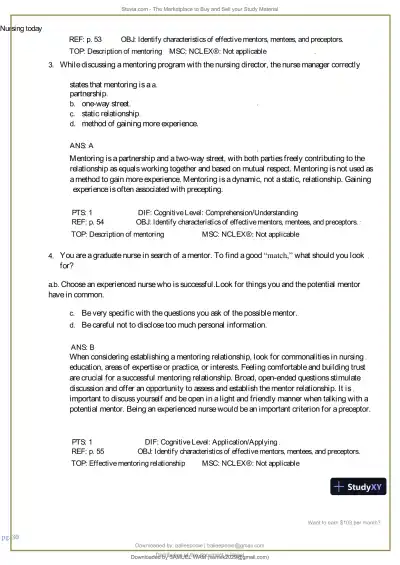Test Bank for Nursing Today: Transition and Trends, 10th Edition (Chapters 1-26) - Page 31 preview image
