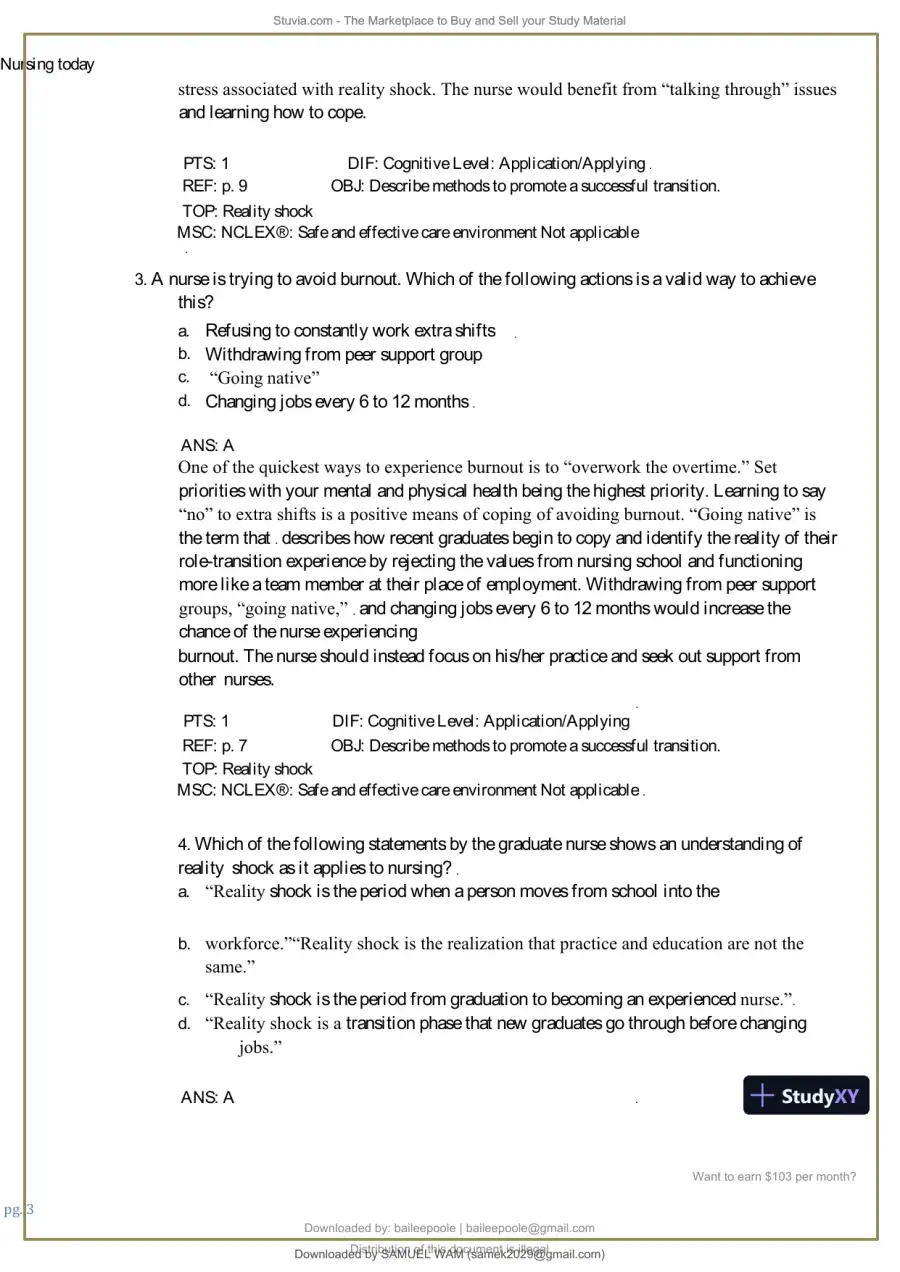 Test Bank for Nursing Today: Transition and Trends, 10th Edition (Chapters 1-26), page 4