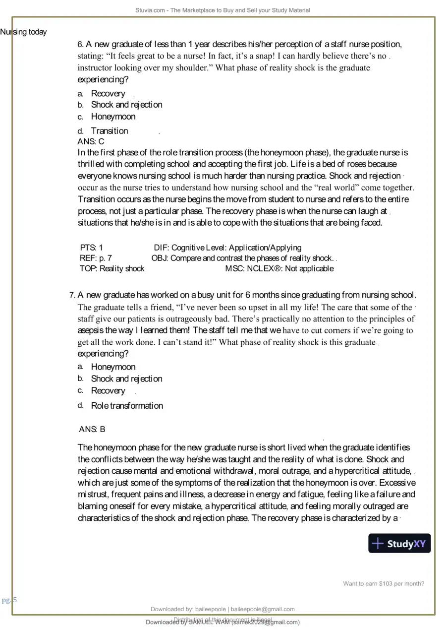 Test Bank for Nursing Today: Transition and Trends, 10th Edition (Chapters 1-26), page 6